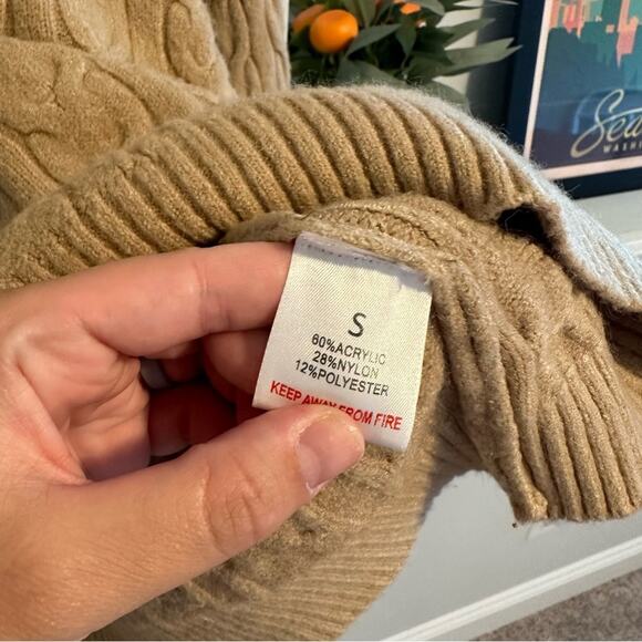 NastyGal Tan Neutral Cable Knit Sweater And Shorts Set Small - Picture 6 of 10